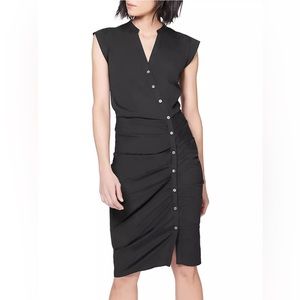 Veronica Beard Ruched Black Shirt Dress